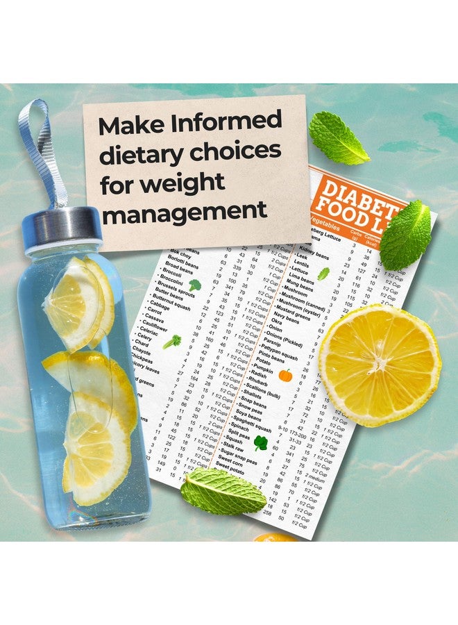 Fodlist Diabetes Food List. Your Grocery & Shopping List for Nutrition that Supports Blood Sugar Control and Diabetes Management. Counts Calories, Carbs, and Glycemic index- Pamphlet, Laminated, - Image 4