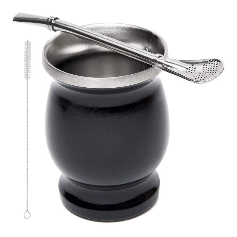 Yerba Mate Set Black Double-Wall Food-Grade Material - Versatile For Indoor Outdoor Use, Heat-Resistant, Easy To Clean Yerba Mate Kit For Yerba Mate Tea Coffee Beverage Lovers - Image 1