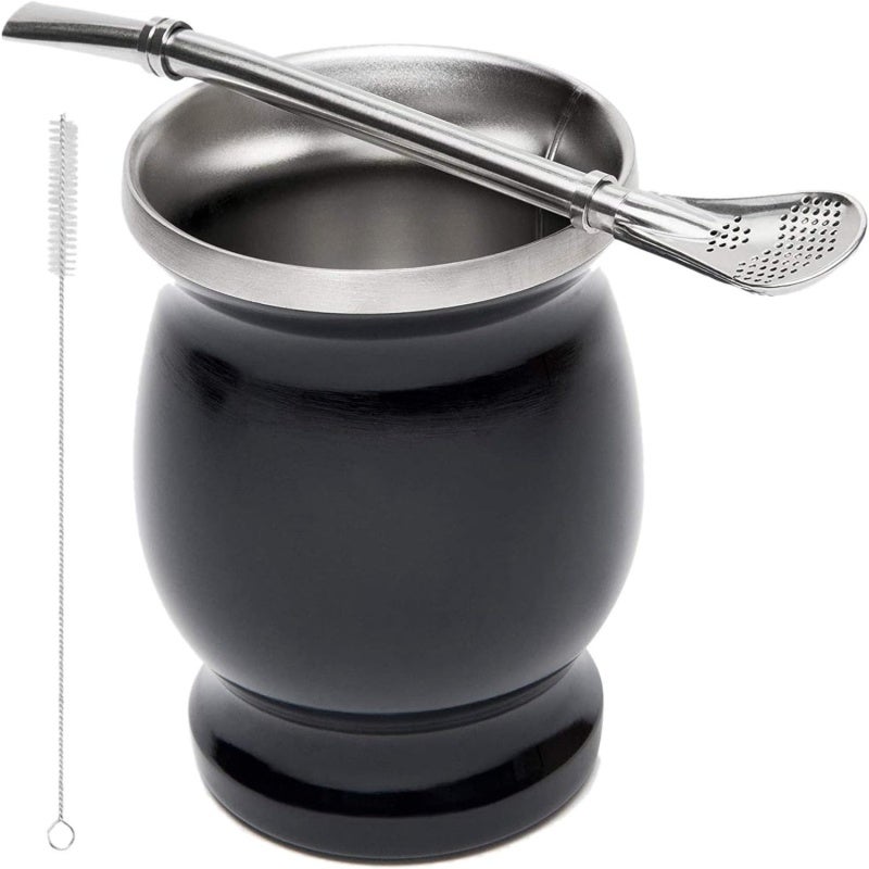 Yerba Mate Set Black Double-Wall Food-Grade Material - Versatile For Indoor Outdoor Use, Heat-Resistant, Easy To Clean Yerba Mate Kit For Yerba Mate Tea Coffee Beverage Lovers - Image 2