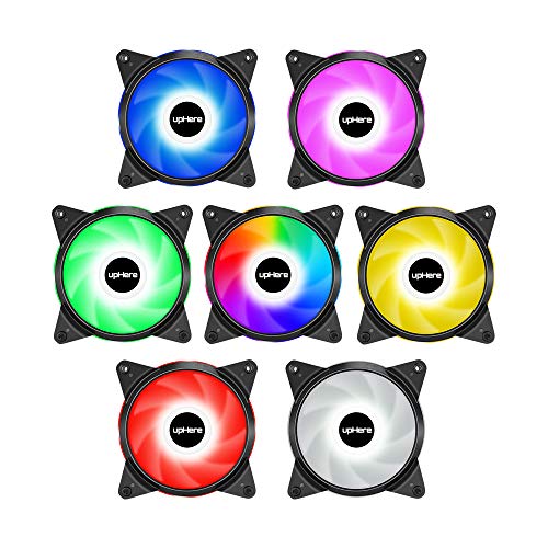 upHere 5V 3-Pack 120mm Silent PWM Intelligent Control 5V Addressable RGB Fan Motherboard Sync, Adjustable Colorful Fans with Controller T7SYC7-3 - Image 3