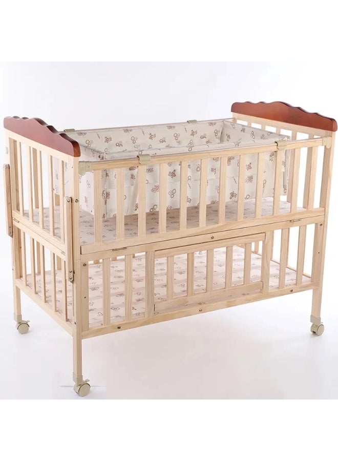 UNIKSAR Adjustable Wooden Baby Crib with Mosquito Net & Manual Rocking Feature - Bedside Co-Sleeper for Newborns | Attachable to Adult Bed | Safe & Portable - Image 4
