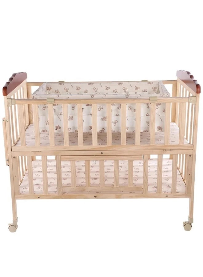 UNIKSAR Adjustable Wooden Baby Crib with Mosquito Net & Manual Rocking Feature - Bedside Co-Sleeper for Newborns | Attachable to Adult Bed | Safe & Portable - Image 5