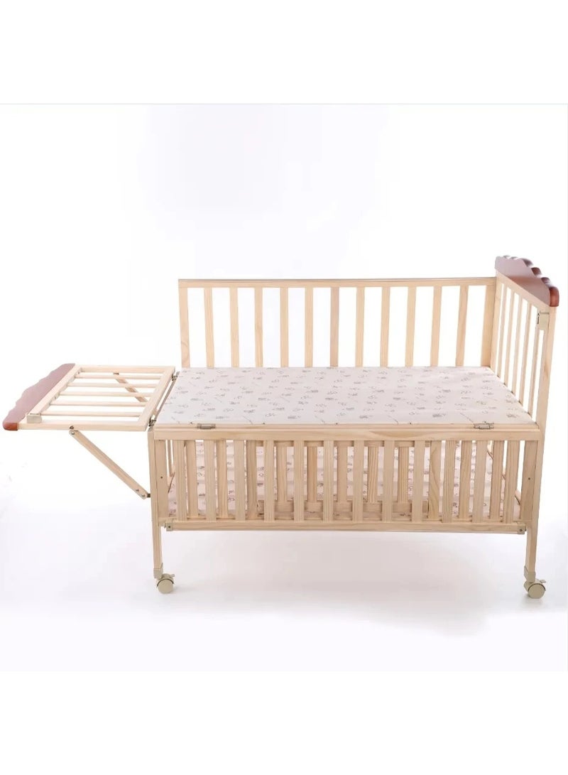 UNIKSAR Adjustable Wooden Baby Crib with Mosquito Net & Manual Rocking Feature - Bedside Co-Sleeper for Newborns | Attachable to Adult Bed | Safe & Portable - Image 2