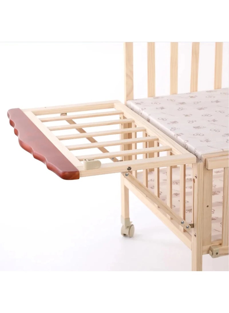 UNIKSAR Adjustable Wooden Baby Crib with Mosquito Net & Manual Rocking Feature - Bedside Co-Sleeper for Newborns | Attachable to Adult Bed | Safe & Portable - Image 3