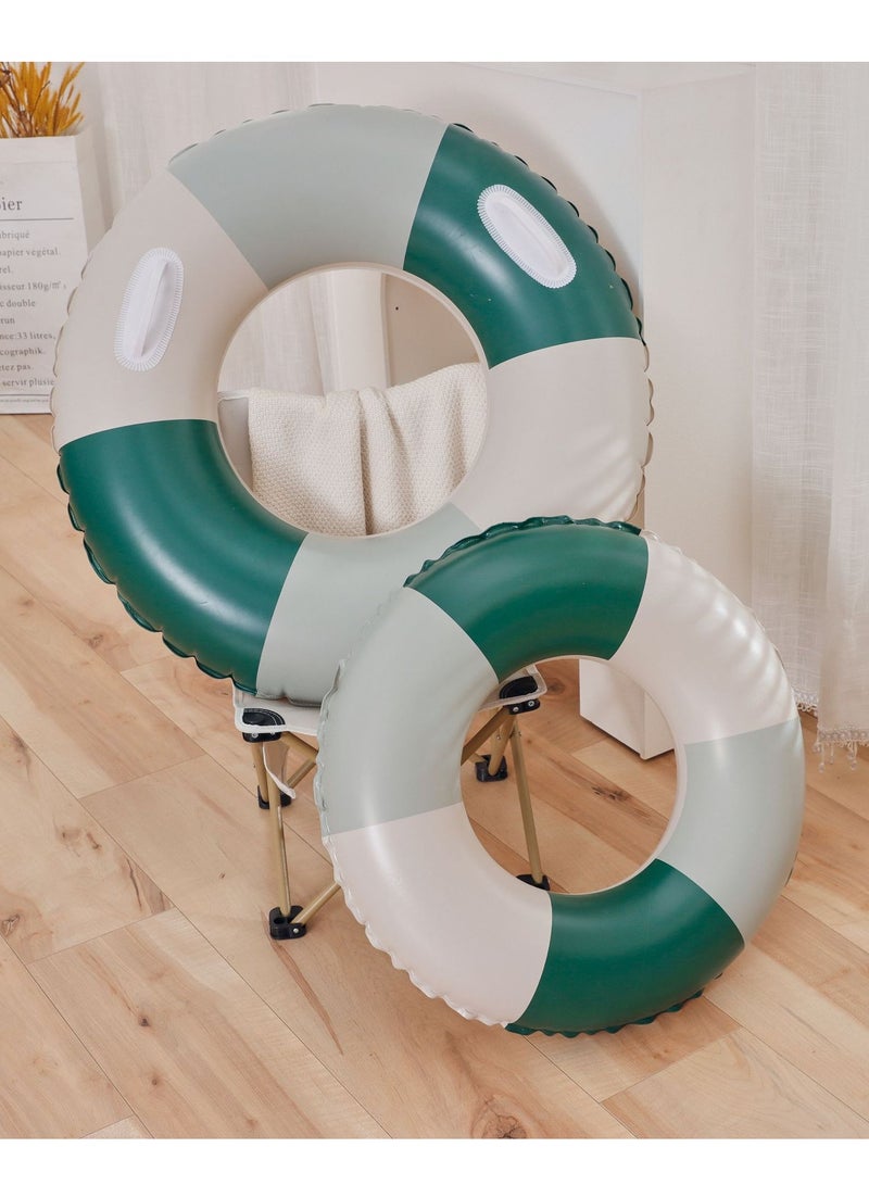90CM Stripe Printed Green Swimming Ring Inflatable Pool Float Floaties Air Sofa Floating Large Backrest Mesh Bottom Water Party Summer Beach - Image 3