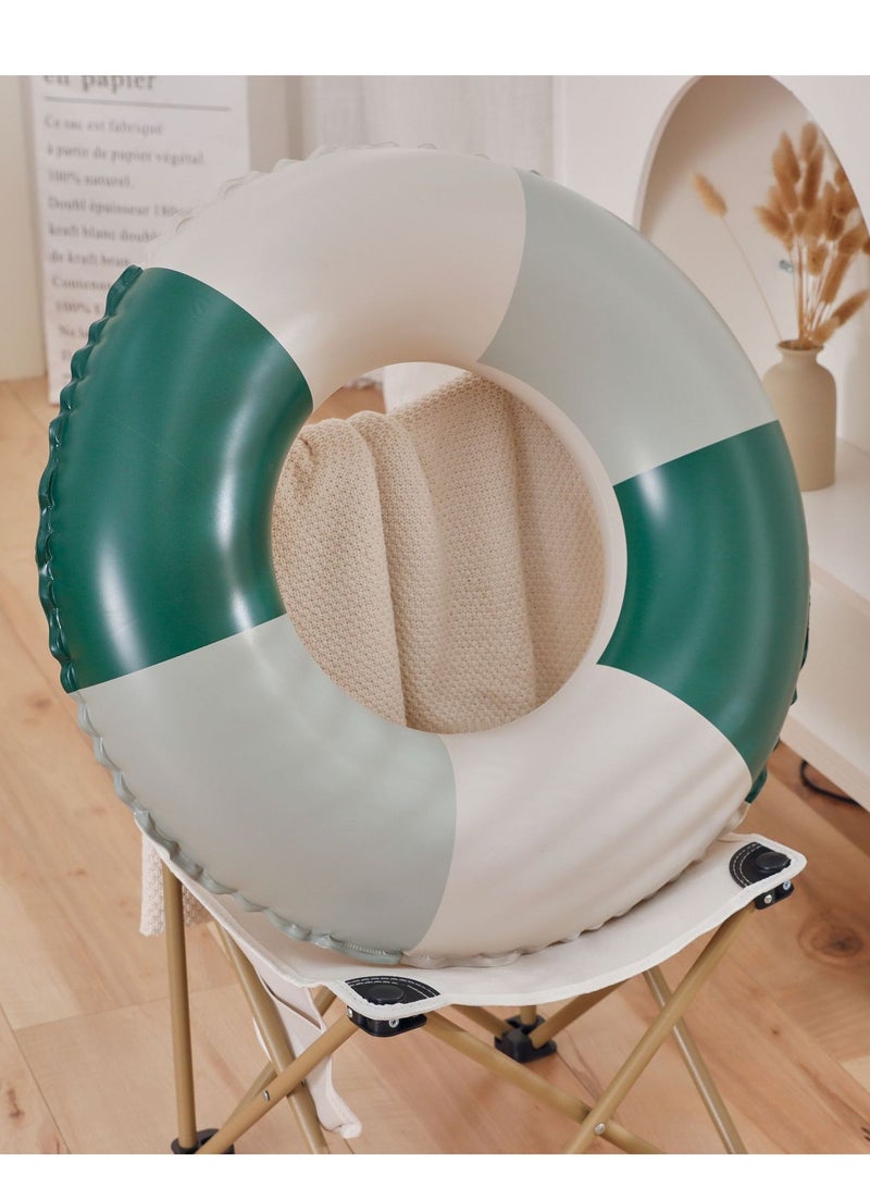90CM Stripe Printed Green Swimming Ring Inflatable Pool Float Floaties Air Sofa Floating Large Backrest Mesh Bottom Water Party Summer Beach - Image 2
