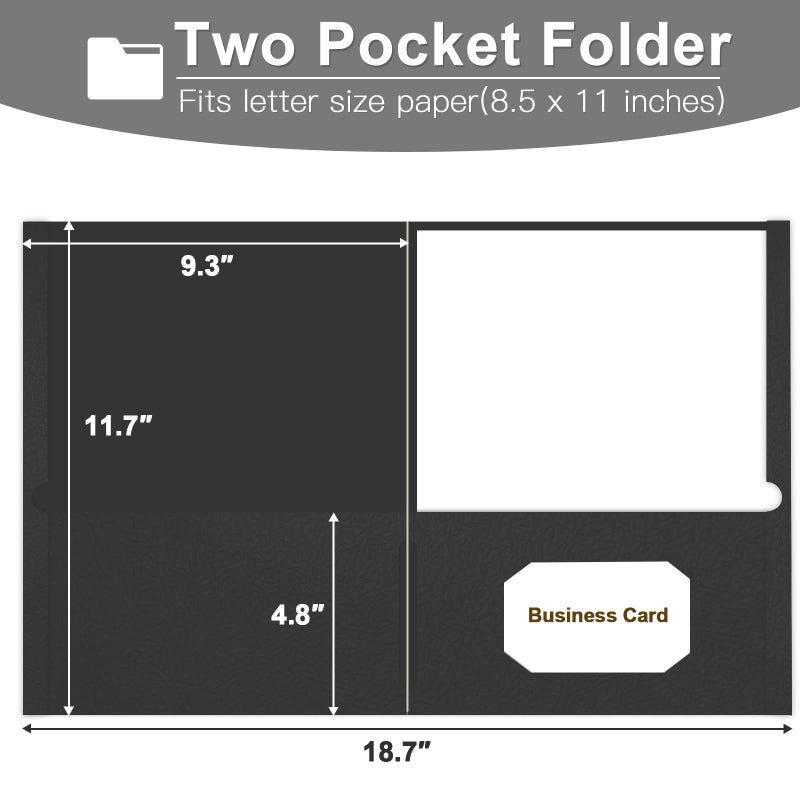 LAYZZ Folders with Pockets, LAYZZ 60 Pack Paper Pocket Folders, 2 Pocket File folders Fits Letter Size Paper, for School Office and Home (Black) - Image 2