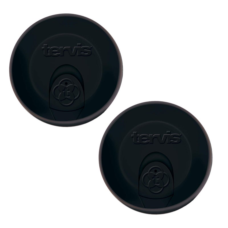 Tervis Travel Lid Made in USA Double Walled Insulated Tumbler Travel Cup Keeps Drinks Cold  Hot Fits 24oz Tumblers  16oz Mugs  2pk Black