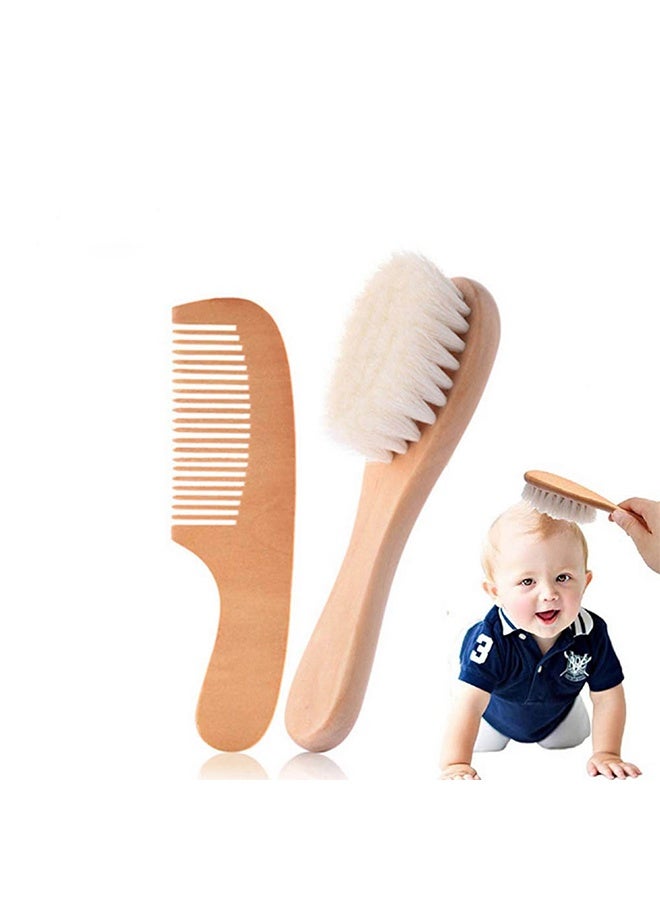 Baby Hair Bush and Comb Set -Nature Lotus Wood with Soft Goat Bristle and Pear Wood Comb for Newborns & Toddlers - Image 2