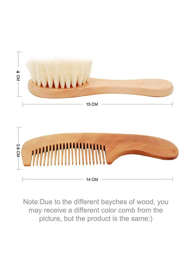 Baby Hair Bush and Comb Set -Nature Lotus Wood with Soft Goat Bristle and Pear Wood Comb for Newborns & Toddlers - Image 1