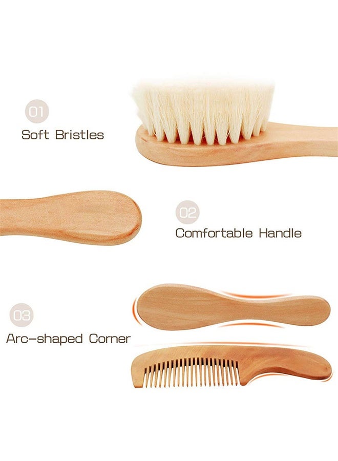 Baby Hair Bush and Comb Set -Nature Lotus Wood with Soft Goat Bristle and Pear Wood Comb for Newborns & Toddlers - Image 4