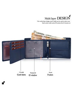 HORNBULL HORNBULL Miller Wallet for Men | Stylist Mens Wallet with RFID Blocking | Wallet Men Genuine Leather Navy | Gift for Men  - Image 5