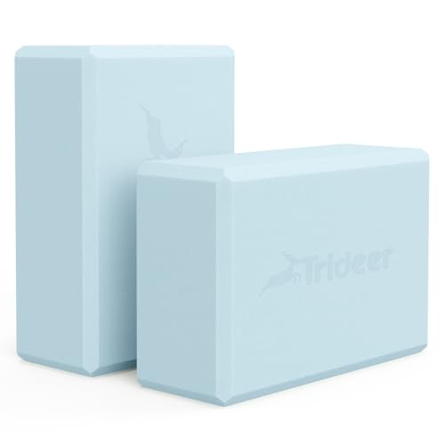 Trideer Yoga Block, Soft Non-Slip Surface Premium Foam Blocks, Supportive, Lightweight, Odor Resistant, Yoga Accessories for Pilates Meditation General Fitness Stretching Toning (Light Blue-2 Pack) - Image 1