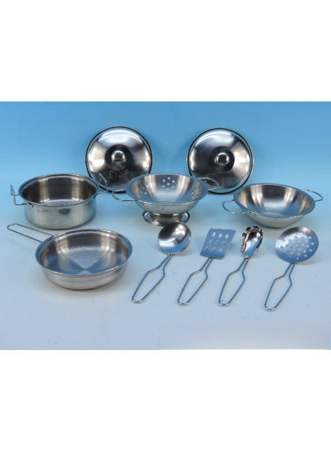 بيت لعب صغير من الفولاذ المقاوم للصدأ، ألعاب مطبخ صغيرة للأطفال، ملحقات صغيرة - اللون: مجموعة أسطوانة الحساء D10 قطعة - Image 3