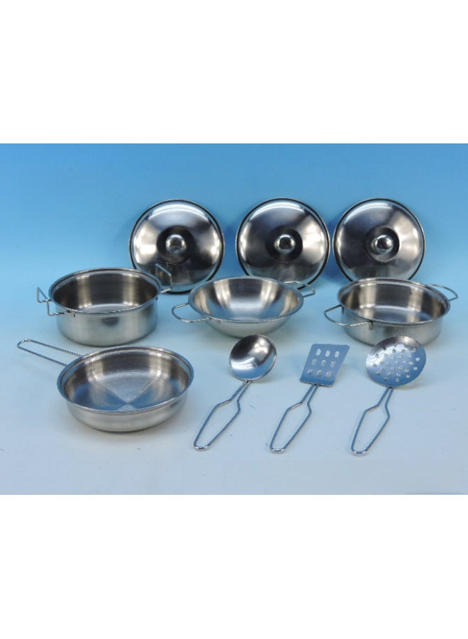 بيت لعب صغير من الفولاذ المقاوم للصدأ، ألعاب مطبخ صغيرة للأطفال، ملحقات صغيرة - اللون: مجموعة أسطوانة الحساء D10 قطعة - Image 2