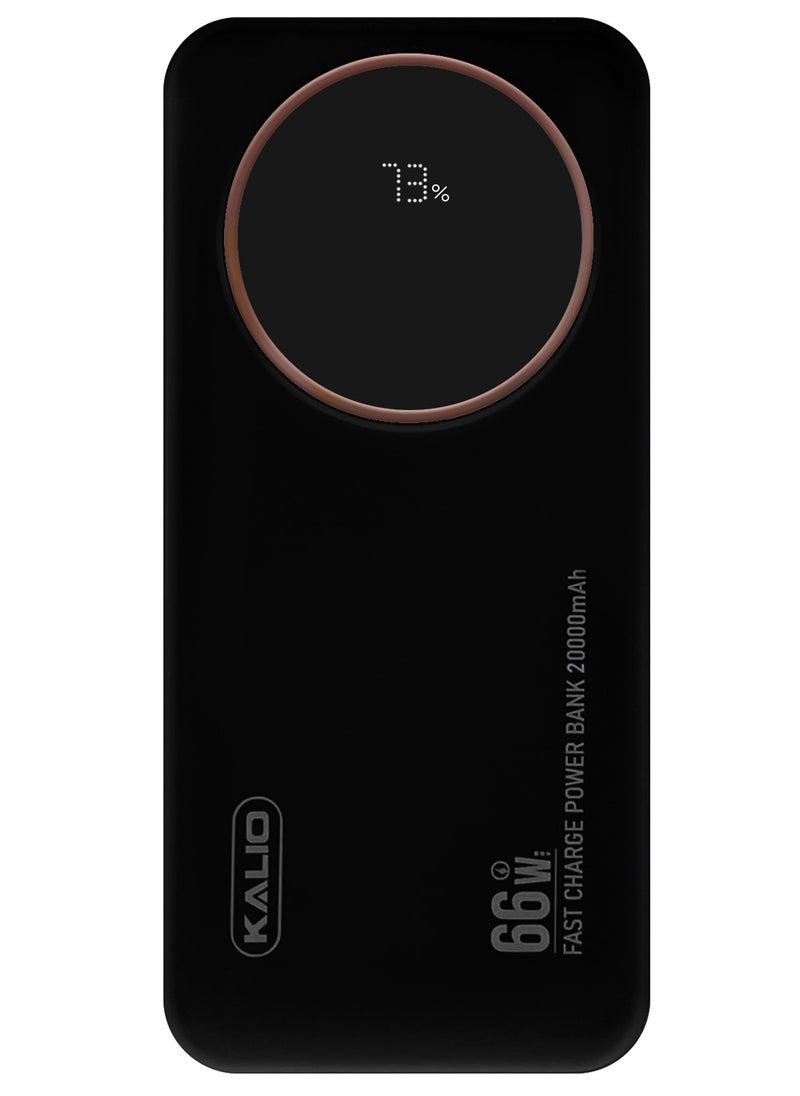 KALIO R52A Power Bank 20000mAh - Ultra-Compact 66W High-Speed Charging with PD35W Support and Four Built-in Cables / Black  - Image 2