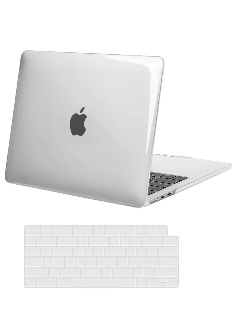 جراب MacBook Air 13.6 بوصة 2022 2023 Release A2681 M2 رقاقة مع شاشة Retina سائلة وغطاء بلاستيكي صلب ومعرف اللمس وغطاء لوحة مفاتيح شفاف كريستالي - Image 1