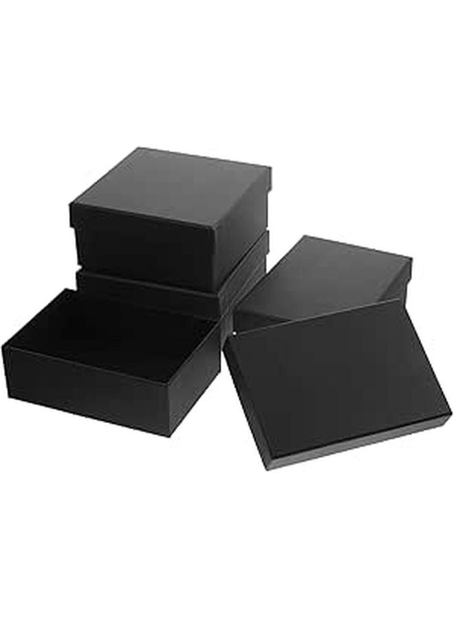 4Pcs Black Wrapping Boxes Set With Lids Rectangular And Square Paper Packaging For Gifts - Image 1