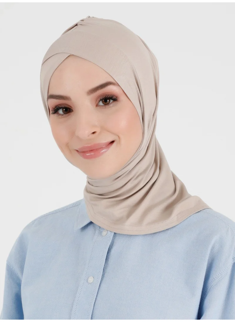 Ecardin Pleated Isra Cross Turban - Light Mink -