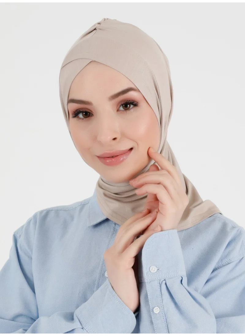 Ecardin Pleated Isra Cross Turban - Light Mink -