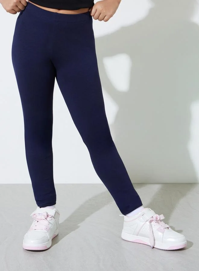 ستايلي Teen Girls Pack of 2 -Navy Blue Cotton Leggings