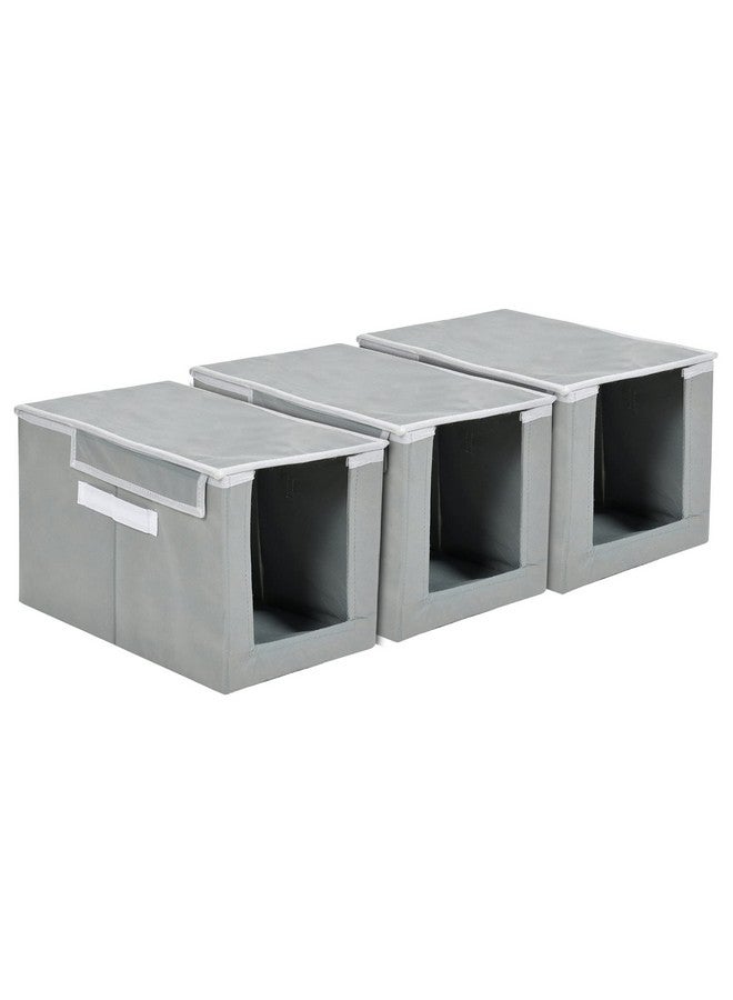 Kuber Industries Non-Woven Cloth Stacker Wardrobe Organizer/Bin With Carrying Handle & Lid- Pack of 3 (Grey)-HS43KUBMART26884 - Image 1