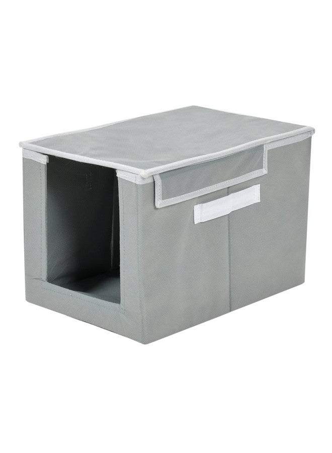 Kuber Industries Non-Woven Cloth Stacker Wardrobe Organizer/Bin With Carrying Handle & Lid- Pack of 3 (Grey)-HS43KUBMART26884 - Image 3