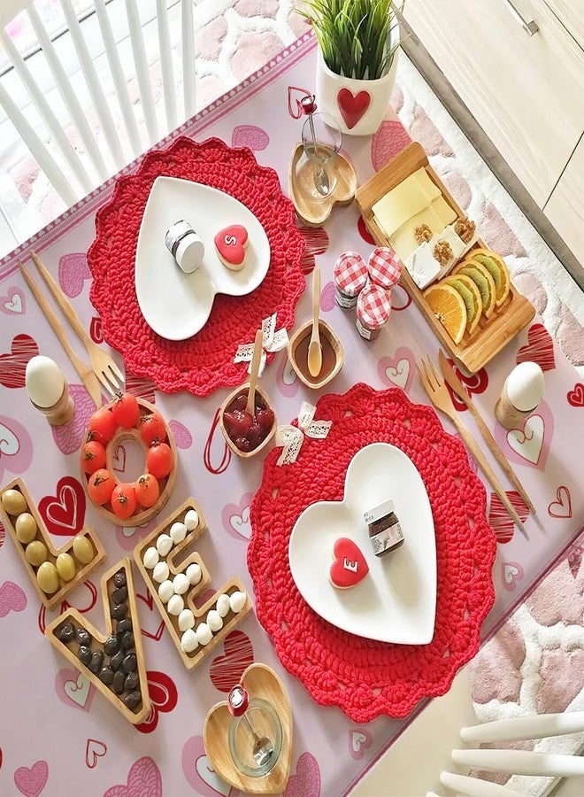 Libemskix Valentines Tablecloth, 2 Pcs Valentines Day Tablecloth Plastic 54x108 Inch Red Pink Love Heart Table Cloth Valentines Table Cloth Disposable Rectangle Table Cover for Wedding Anniversary Decorations - Image 2