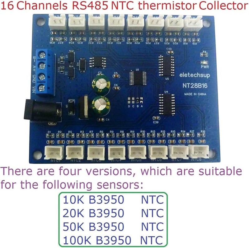 16 Channel RS485 Temperature Collector Modbus RTU Paperless Recorder With B3950 NTC Sensor - Image 4
