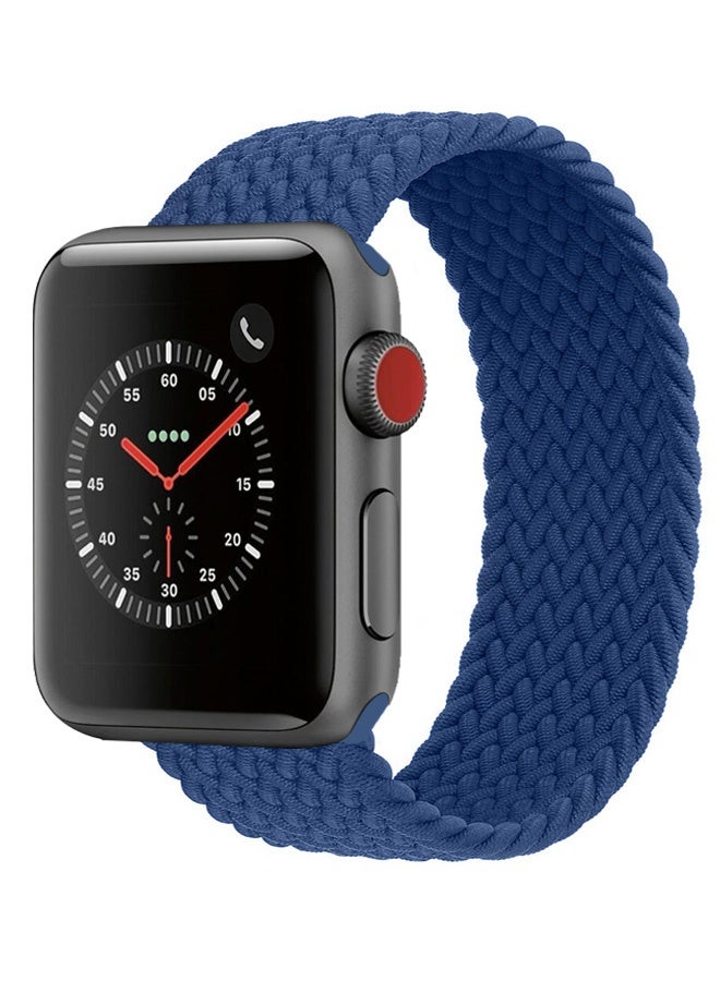Braided Nylon Solo Loop Band 38mm 40mm 41mm with Metal Lugs Compatible with Apple Watch Series 1 to Series 9 - SE - Ultra 1 Ultra2 - 120mm-125mm- Dark Blue - Image 2