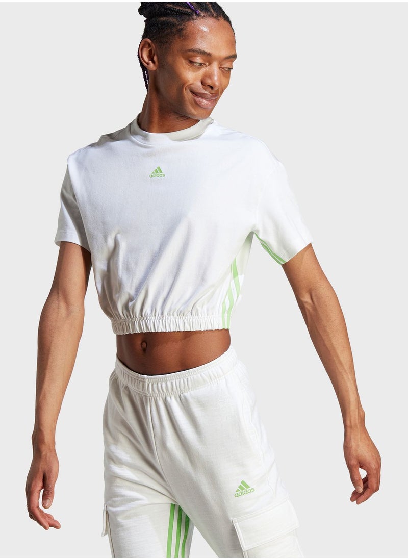 Adidas - Dance 3-Stripes Crop T-Shirt - Image 1