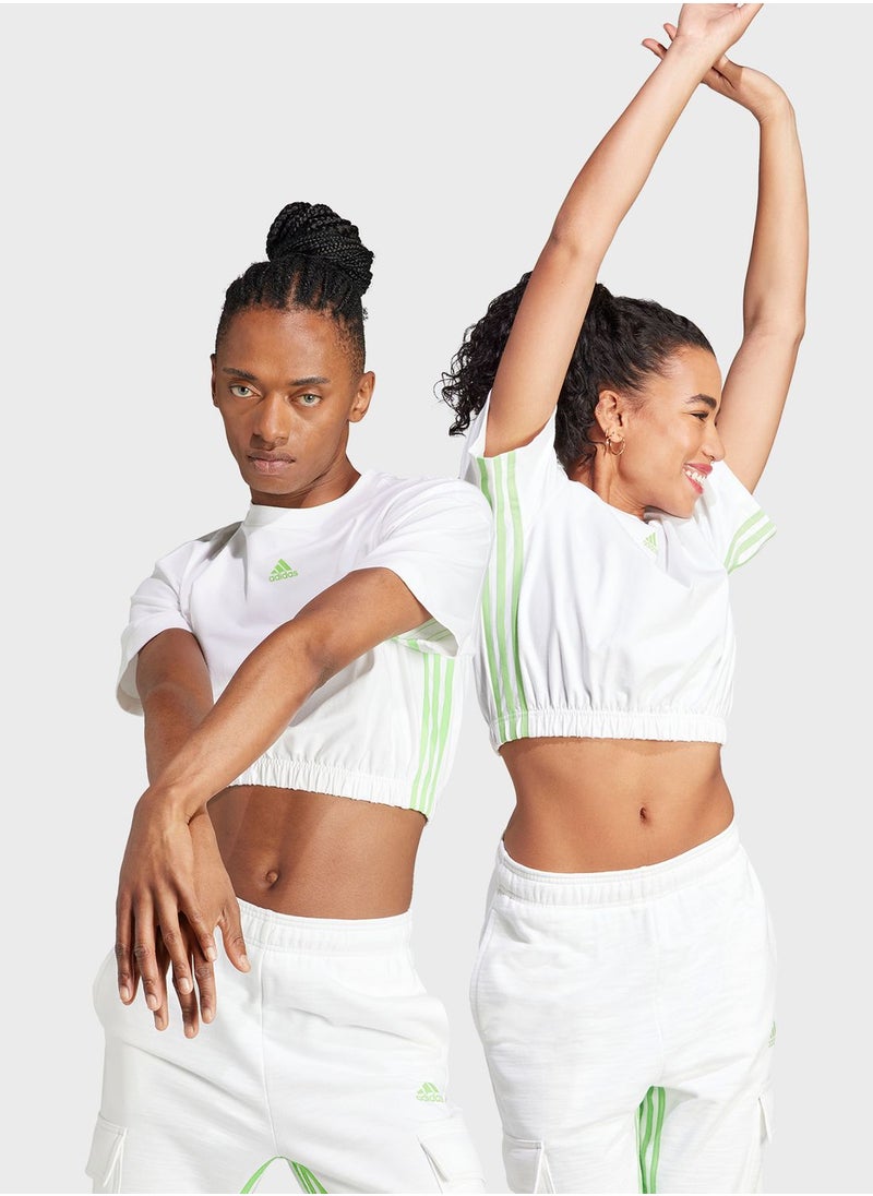 Adidas - Dance 3-Stripes Crop T-Shirt - Image 1