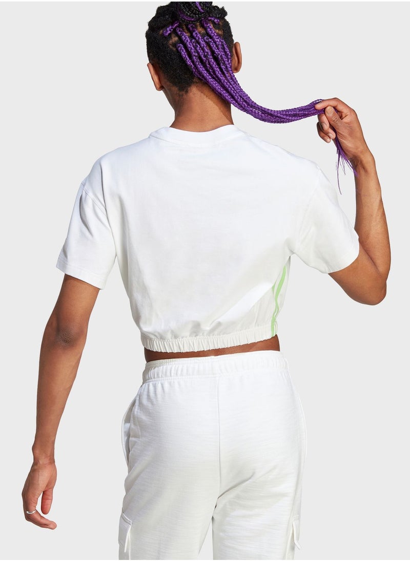 Adidas - Dance 3-Stripes Crop T-Shirt - Image 1