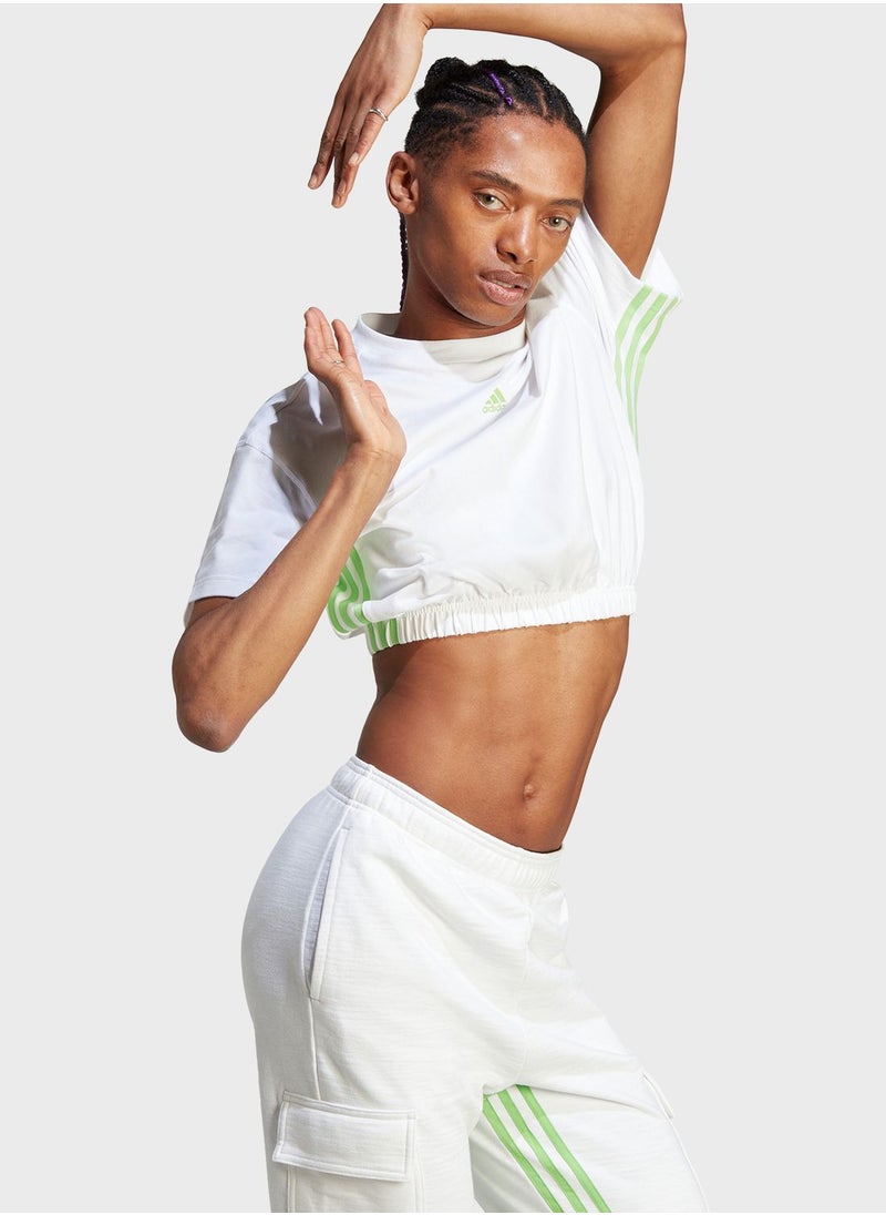 Adidas - Dance 3-Stripes Crop T-Shirt - Image 1