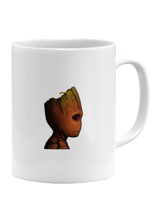 LIT Groot Printed White Ceramic Coffee Mug - Image 1