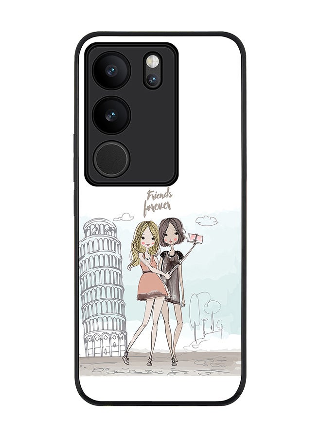 Stylizedd Rugged Black Edge case for Vivo V29 / Vivo V29 Pro / Vivo S17, Slim fit Soft Flexible Rubber Edges Anti Drop Cover - Friends Forever - Image 1