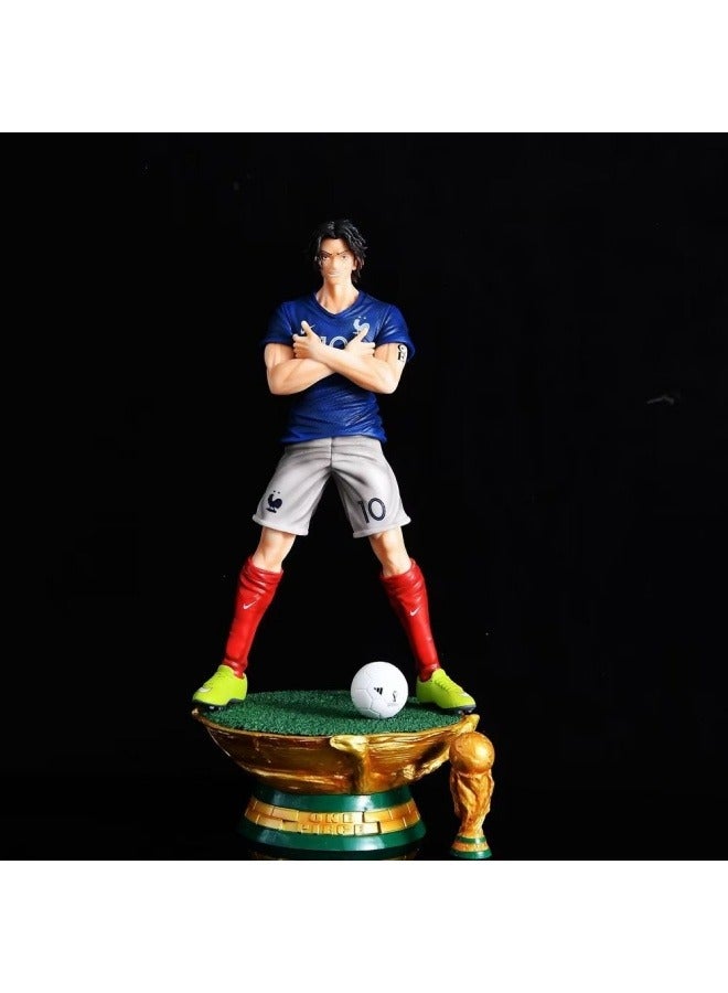 general One Piece Ace cos football star character model desktop decoration model toy birthday party collection decoration gift for family and friends 35cm  - Image 1