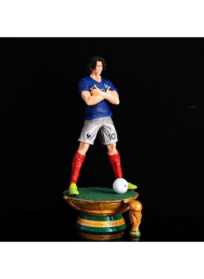 general One Piece Ace cos football star character model desktop decoration model toy birthday party collection decoration gift for family and friends 35cm  - Image 2