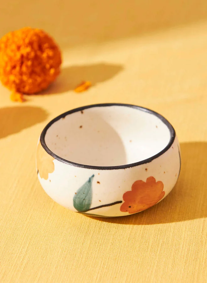Chumbak Marigold Dessert Bowl | Handpainted Stoneware