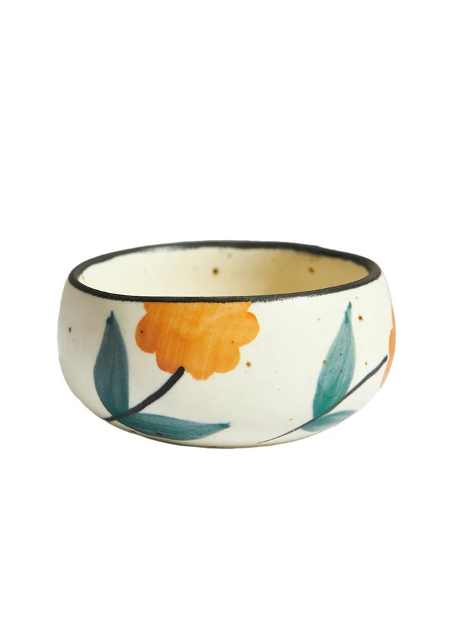Chumbak Marigold Dessert Bowl | Handpainted Stoneware