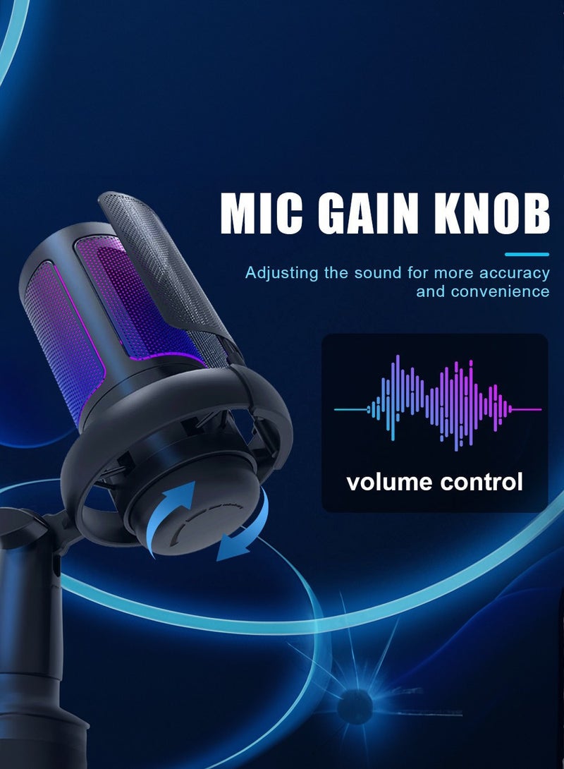 Esports game microphone desktop tripod recording microphone USB computer live broadcast condenser microphone RGB  - Image 5