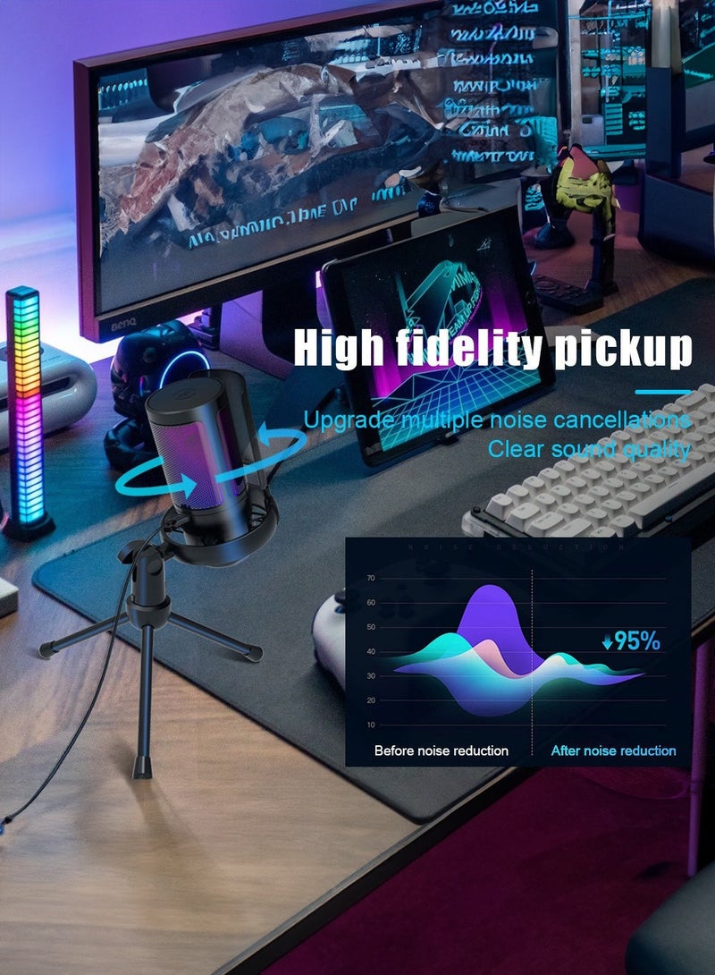 Esports game microphone desktop tripod recording microphone USB computer live broadcast condenser microphone RGB  - Image 3