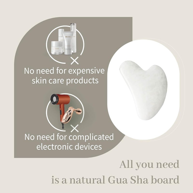 Rena Chris Gua Sha Facial Tools, Natural Jade Guasha Tool, Manual Massage Sticks for Jawline Sculpting and Puffiness Reducing, Skin Care Gift (White) - Image 4