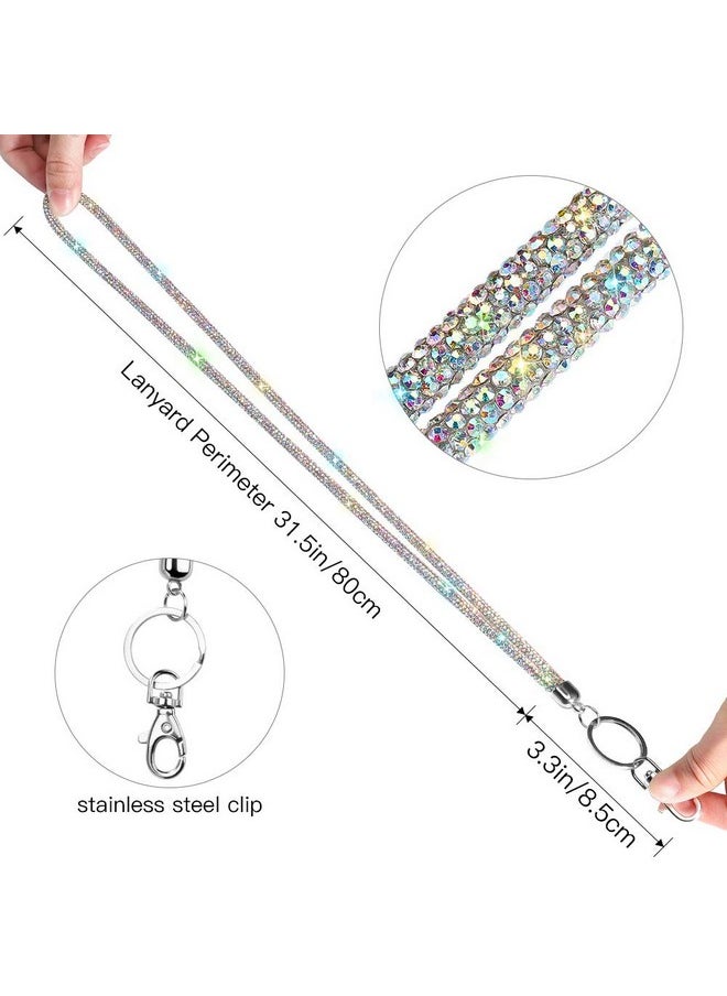 Artscope - Id Card Holder Lanyard 34.8'' All Around Bling Crystal Neck Strap Lanyard Women'S Chain Badge Necklace (Ab Color) - Image 1