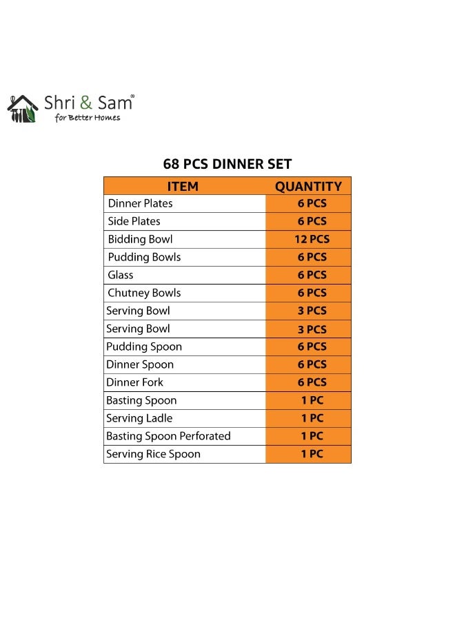 Shri & Sam Designer Stainless Steel Leaves Shagun Laser Bloom Dinner Set, 68 Pieces, Solid - Image 4