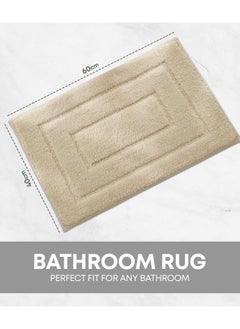 DAMAL Bathroom Mat 2 Pcs Set, Non-slip Washable Bathroom Mat, Anti-fouling Flocked Floor Mat, Absorbent Bathroom Mat, Door Mat, Non-slip Floor Mat For Bathrooms And Entrances 40*60cm (Khaki)  - Image 2
