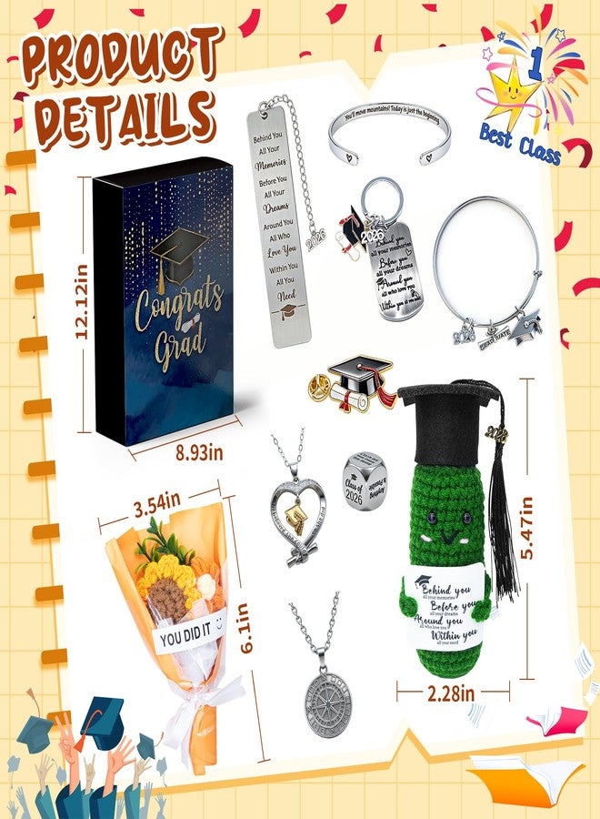 Nsoyos Graduation Gift for Her 2026(Contains 10 Unique Gifts) High School,College and Master’s Graduation Gift Baskets,Includes Hand-Woven Cucumbers,Bouquets,Bracelets,Necklaces,Brooches,Etc. - Image 4