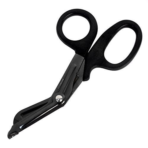 MediTac Titanium-Bonded EMT Trauma Shears – 7 ¼” Black Medical Bandage Scissors with LED Pen Light Two Pack - Autoclavable (Black & Silver) - Image 2
