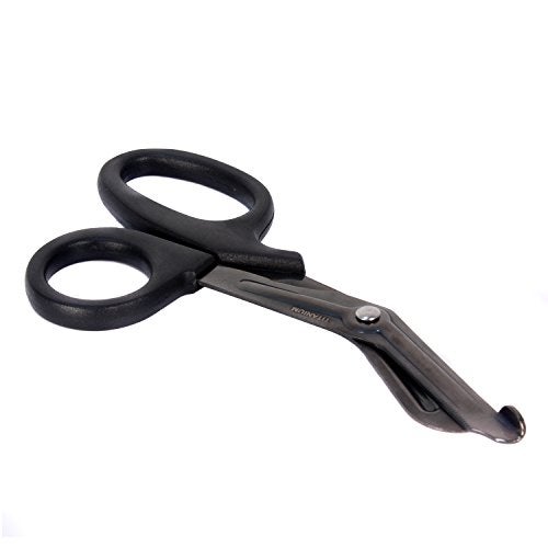 MediTac Titanium-Bonded EMT Trauma Shears – 7 ¼” Black Medical Bandage Scissors with LED Pen Light Two Pack - Autoclavable (Black & Silver) - Image 4