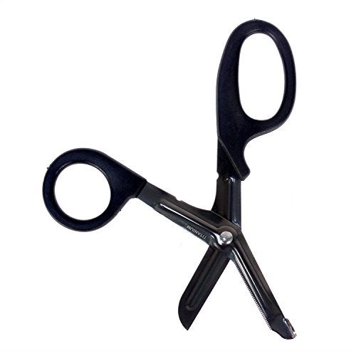 MediTac Titanium-Bonded EMT Trauma Shears – 7 ¼” Black Medical Bandage Scissors with LED Pen Light Two Pack - Autoclavable (Black & Silver) - Image 3